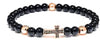 Unisex Handmade Copper Geometric Beaded Bracelet With Hematite Cross Natural Lava Tiger Eye