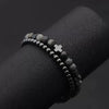 Unisex Handmade Copper Geometric Beaded Bracelet With Hematite Cross Natural Lava Tiger Eye