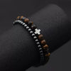 Unisex Handmade Copper Geometric Beaded Bracelet With Hematite Cross Natural Lava Tiger Eye