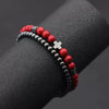 Unisex Handmade Copper Geometric Beaded Bracelet With Hematite Cross Natural Lava Tiger Eye