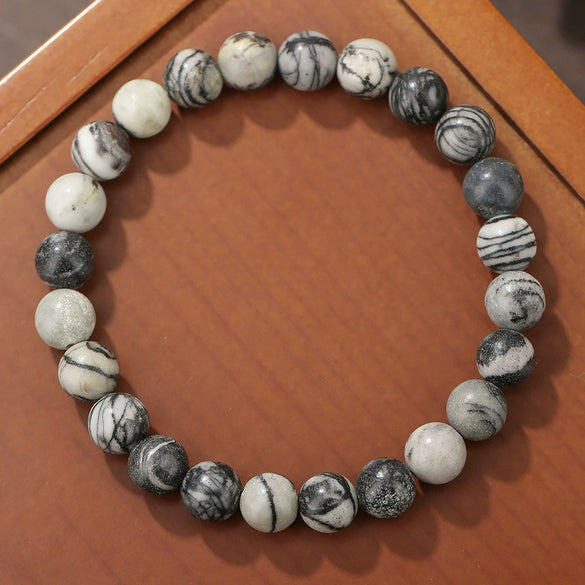 Unisex Handmade Geometric Beaded Crystal Bracelet With Black Matte Volcanic Stone Tiger Eye Rose Quartz Black Agate Amethyst