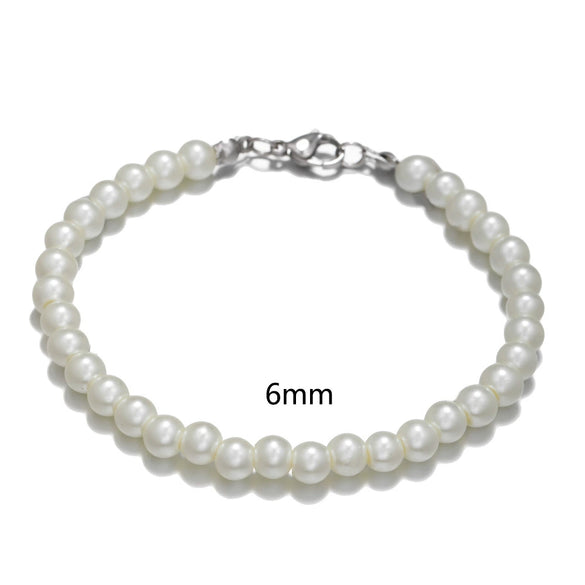 Unisex Handmade Geometric Imitation Pearl Stainless Steel Bracelet