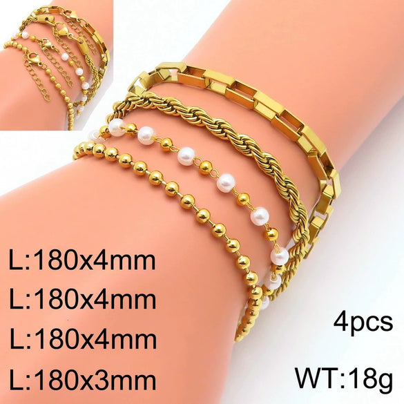 Unisex Handmade Geometric Titanium Steel Bracelet Plated With 18K Gold