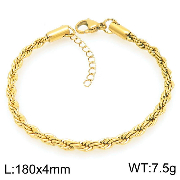 Unisex Handmade Geometric Titanium Steel Bracelet Plated With 18K Gold