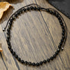 Unisex Handmade Gold Obsidian Geometric Style Woven O Chain Natural Stone Necklace