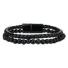 Unisex Handmade Hiphop Magnet Buckle Leather Cord Bracelet With Geometric Tiger's Eye And Volcanic Stone Beads