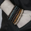 Unisex Handmade Natural Semiprecious Stone And Wood Bead Bracelet With Geometric Style