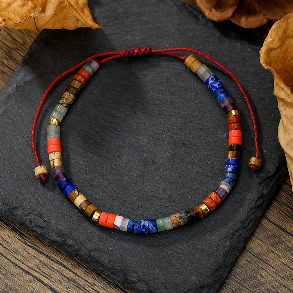 Unisex Handmade Natural Stone Geometric Beaded Woven Bracelet