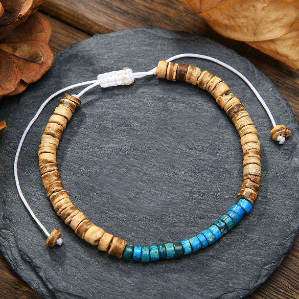 Unisex Handmade Natural Stone Geometric Beaded Woven Bracelet