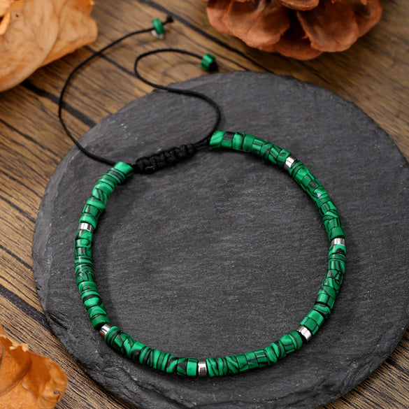 Unisex Handmade Natural Stone Geometric Beaded Woven Bracelet