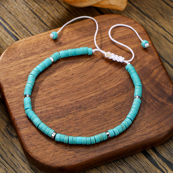 Unisex Handmade Natural Stone Geometric Beaded Woven Bracelet