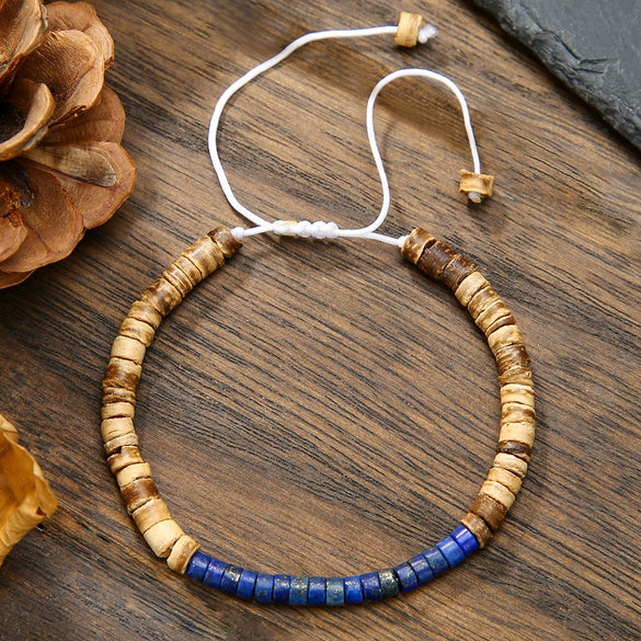 Unisex Handmade Natural Stone Geometric Beaded Woven Bracelet