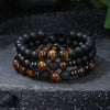 Unisex Handmade Obsidian Geometric Elastic Woven Beaded Bracelet