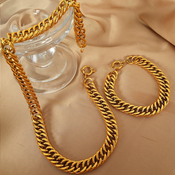 Unisex Handmade 316L Stainless Steel Retro Geometric Wave Pattern Necklaces And Bracelets With Electroplating Highend Jewelry