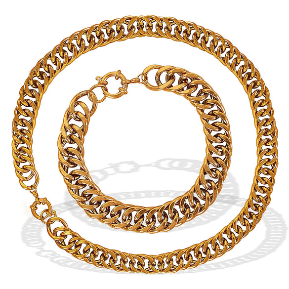 Unisex Handmade 316L Stainless Steel Retro Geometric Wave Pattern Necklaces And Bracelets With Electroplating Highend Jewelry