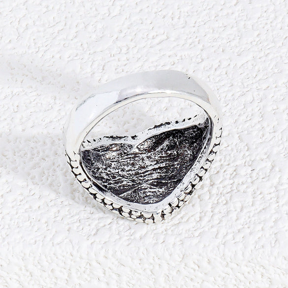 Unisex Heart Shaped Zinc Alloy Ring With Silver Black Finish And Honeycomb Pattern Modern Light Luxury Fashion Jewelry