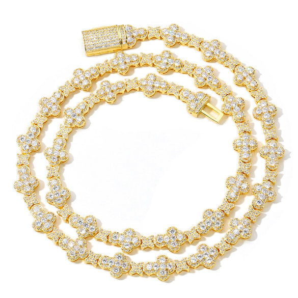 Unisex Hip Hop Cross Star Zircon Inlaid Copper Necklace And Bracelet Jewelry