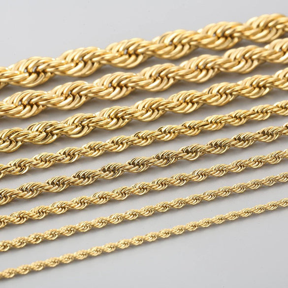 Unisex Hip Hop Fashion Button Rope Titanium Steel And Stainless Steel Twist Chain Necklace With Geometric Pattern And Electroplating Treatment