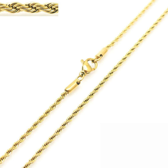 Unisex Hip Hop Fashion Button Rope Titanium Steel And Stainless Steel Twist Chain Necklace With Geometric Pattern And Electroplating Treatment
