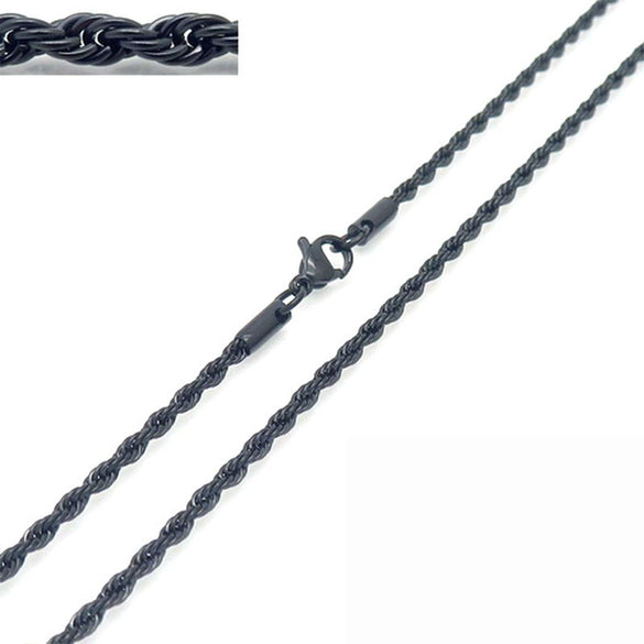Unisex Hip Hop Fashion Button Rope Titanium Steel And Stainless Steel Twist Chain Necklace With Geometric Pattern And Electroplating Treatment