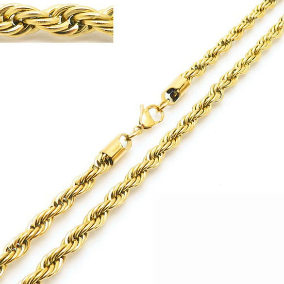 Unisex Hip Hop Fashion Button Rope Titanium Steel And Stainless Steel Twist Chain Necklace With Geometric Pattern And Electroplating Treatment