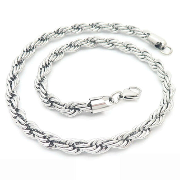 Unisex Hip Hop Fashion Button Rope Titanium Steel And Stainless Steel Twist Chain Necklace With Geometric Pattern And Electroplating Treatment