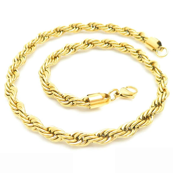 Unisex Hip Hop Fashion Button Rope Titanium Steel And Stainless Steel Twist Chain Necklace With Geometric Pattern And Electroplating Treatment