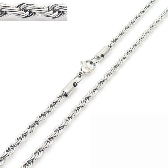 Unisex Hip Hop Fashion Button Rope Titanium Steel And Stainless Steel Twist Chain Necklace With Geometric Pattern And Electroplating Treatment