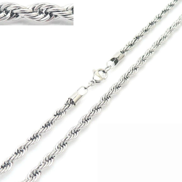 Unisex Hip Hop Fashion Button Rope Titanium Steel And Stainless Steel Twist Chain Necklace With Geometric Pattern And Electroplating Treatment