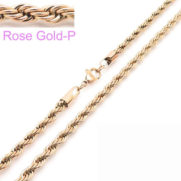 Unisex Hip Hop Fashion Button Rope Titanium Steel And Stainless Steel Twist Chain Necklace With Geometric Pattern And Electroplating Treatment