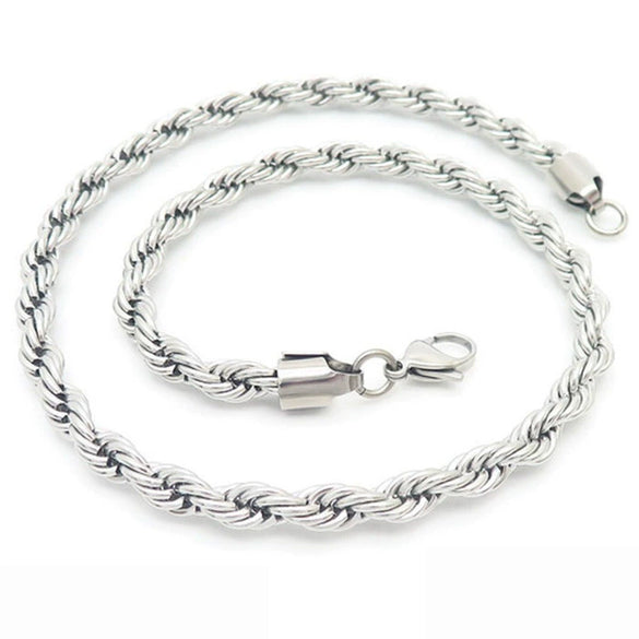 Unisex Hip Hop Fashion Button Rope Titanium Steel And Stainless Steel Twist Chain Necklace With Geometric Pattern And Electroplating Treatment
