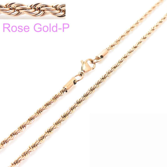 Unisex Hip Hop Fashion Button Rope Titanium Steel And Stainless Steel Twist Chain Necklace With Geometric Pattern And Electroplating Treatment