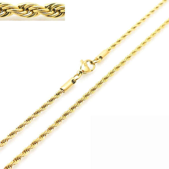 Unisex Hip Hop Fashion Button Rope Titanium Steel And Stainless Steel Twist Chain Necklace With Geometric Pattern And Electroplating Treatment