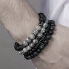 Unisex Hip Hop Stone Copper Inlaid Geometric Handmade Bracelet 4 Pieces Set