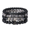Unisex Hip Hop Stone Copper Inlaid Geometric Handmade Bracelet 4 Pieces Set