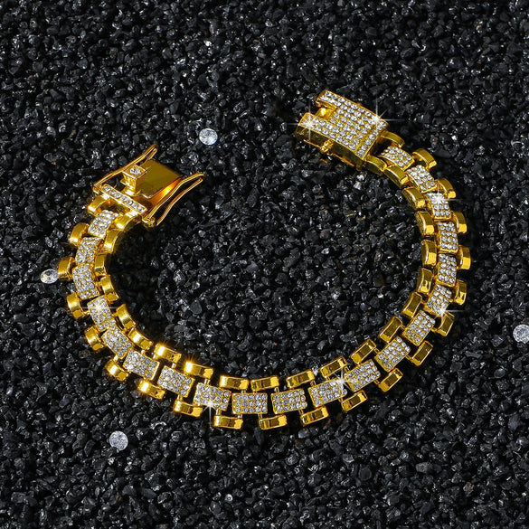 Unisex Hip Hop Style Alloy Cuban Chain Geometric Diamond Necklace