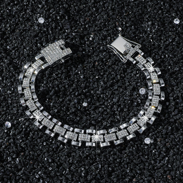 Unisex Hip Hop Style Alloy Cuban Chain Geometric Diamond Necklace