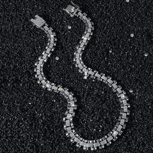 Unisex Hip Hop Style Alloy Cuban Chain Geometric Diamond Necklace