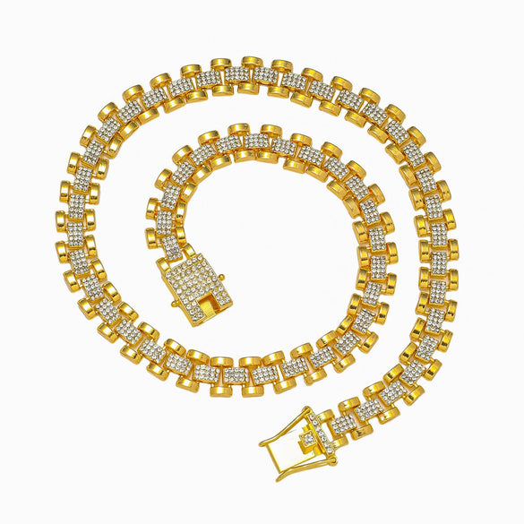 Unisex Hip Hop Style Alloy Cuban Chain Geometric Diamond Necklace