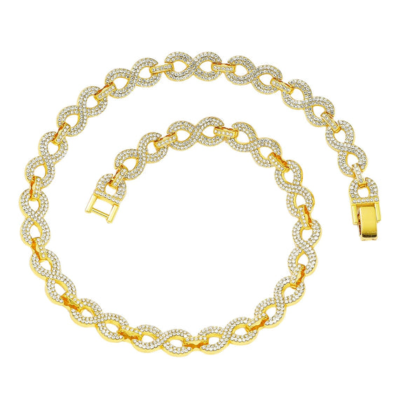Unisex Hip Hop Style Alloy Cuban Chain Necklace With Geometric Pattern And Full Diamonds