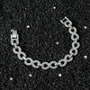 Unisex Hip Hop Style Alloy Cuban Chain Necklace With Geometric Pattern And Full Diamonds
