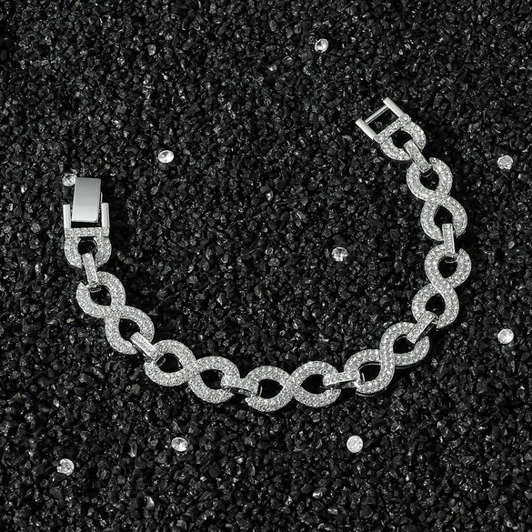 Unisex Hip Hop Style Alloy Cuban Chain Necklace With Geometric Pattern And Full Diamonds