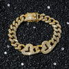 Unisex Hiphop Style Alloy Chain Bracelet With Love Stitching And Geometric Pattern Electroplated