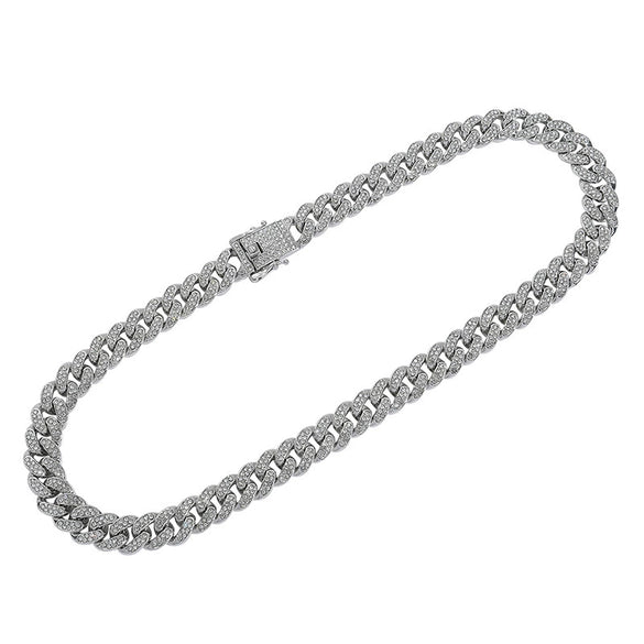 Unisex Hiphop Style Alloy Necklace With Geometric Pattern And Diamond Design Cuban Chain