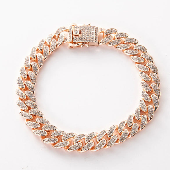 Unisex Hiphop Style Alloy Necklace With Geometric Pattern And Diamond Design Cuban Chain