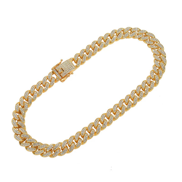 Unisex Hiphop Style Alloy Necklace With Geometric Pattern And Diamond Design Cuban Chain
