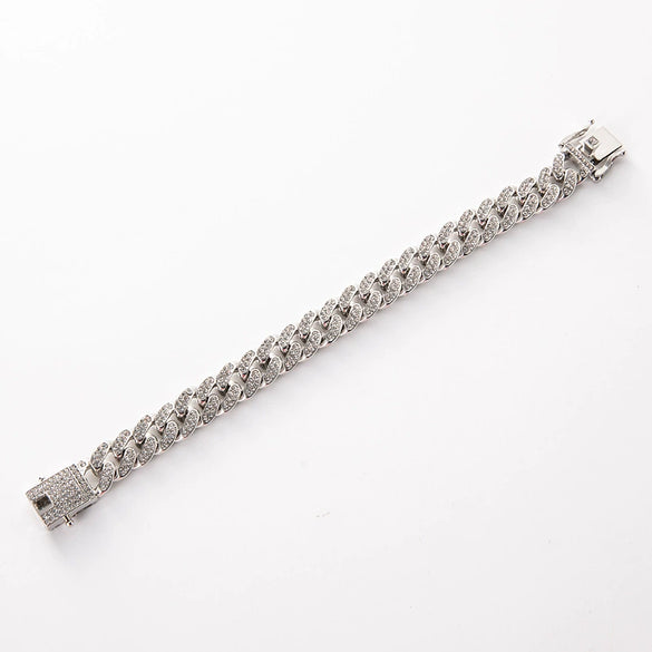Unisex Hiphop Style Alloy Necklace With Geometric Pattern And Diamond Design Cuban Chain