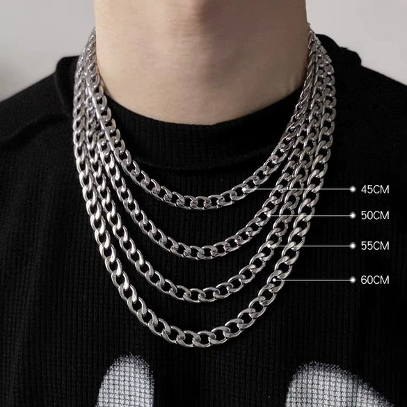 Unisex Hiphop Titanium Steel And Stainless Steel Cuban Chain Necklace Plain U Shaped Chain Polished
