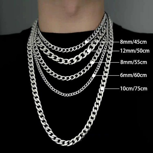 Unisex Hiphop Titanium Steel And Stainless Steel Cuban Chain Necklace Plain U Shaped Chain Polished