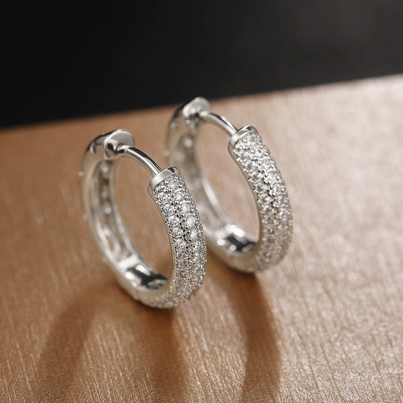 Unisex Hiphop Zircon Earrings With Copper Material And Geometric Pattern